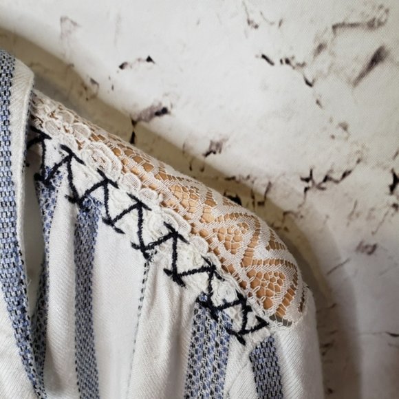 Vintage American Blues Roadtrip Striped Mackenzie Blouse Sz. Large White… - Picture 6 of 10